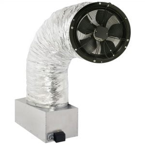 whole house fan mounted on damper box