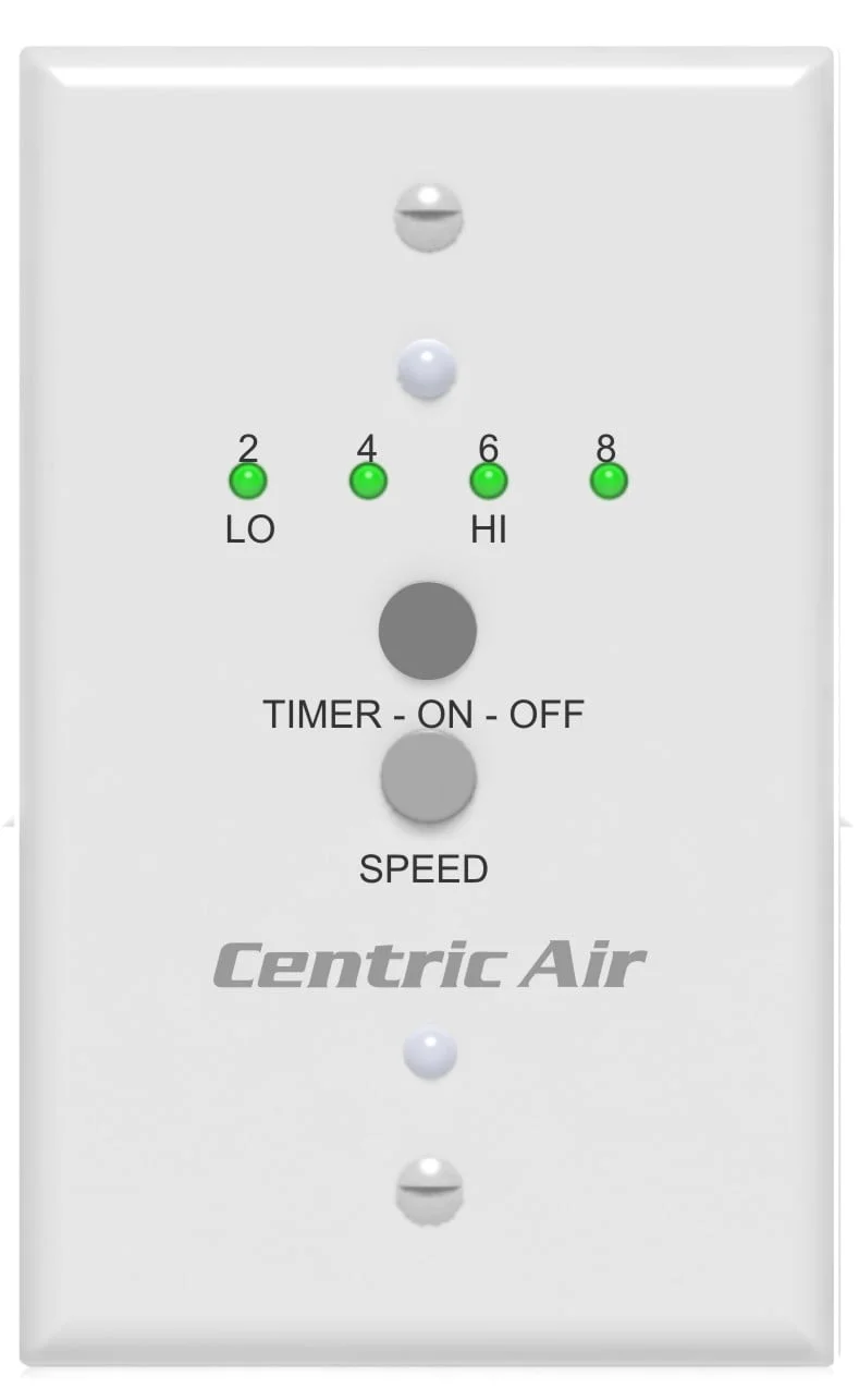 A Photo of the new CentricAir 2-Speed Wall Switch with timer.
